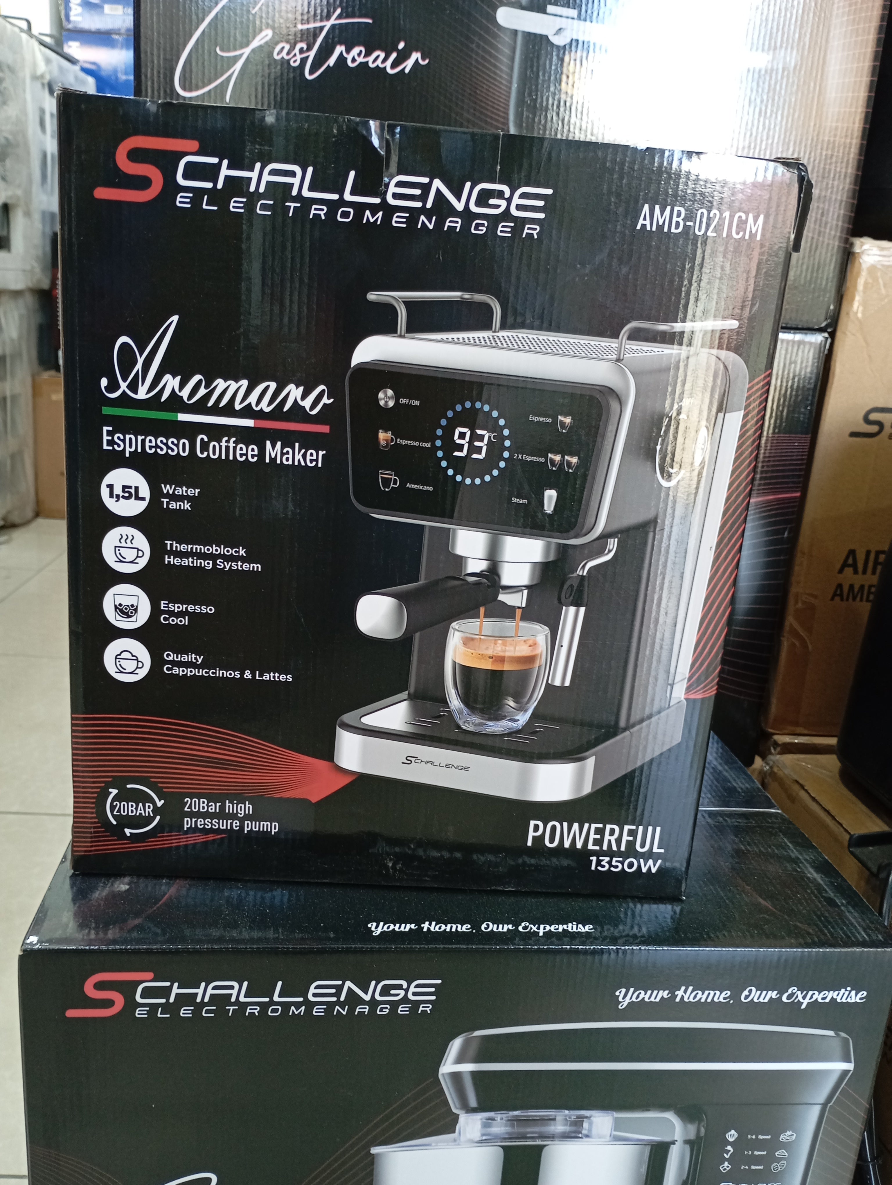 ماكينة تحضير القهوة إسبرسو 20 بار بشاشة لمسية – Schallenge (سعة 1.5 لتر – 1350 واط)